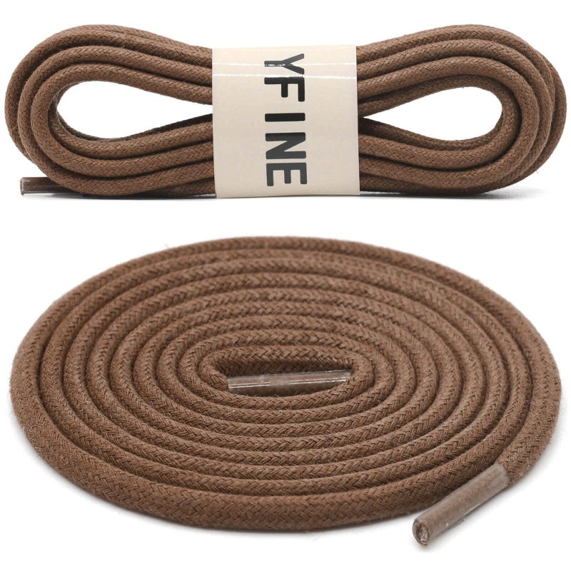 YFINE Waxed Round Shoe Laces: 2 Pairs 55 Inch Light Brown Wax Oxford Shoelaces for Dress Shoes Boots - Image 2